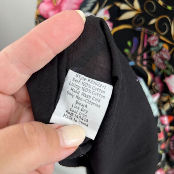 Johnny Was Floral Midi Dress - Black and Multicolor - Picture 13 of 14